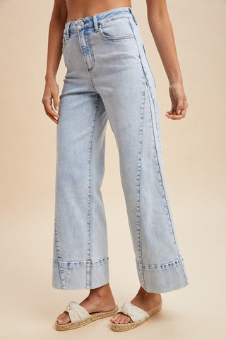 Seam Detailed Denim Cropped Flare Jean