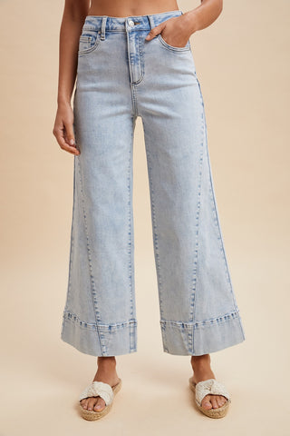 Seam Detailed Denim Cropped Flare Jean