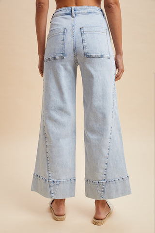 Seam Detailed Denim Cropped Flare Jean