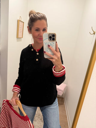4 Buttons Henley Neckline Basic Sweater