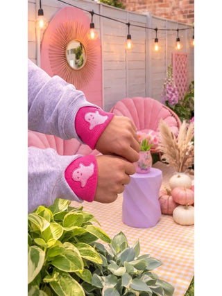 Double cuff design 3 pink ghost pullover