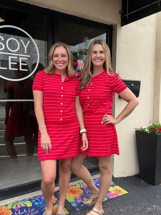Red Striped Skort Set