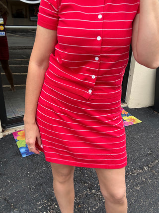 Red Striped Skort Set