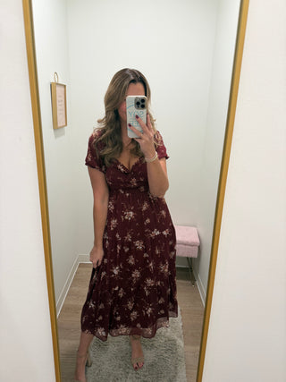 Floral Sweetheart Smocked Puff Tiered Midi Dress
