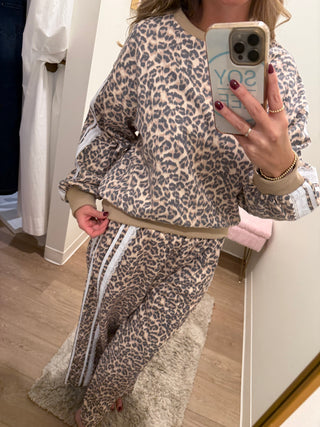 Leopard French Terry Lace Contrast Sweatpants