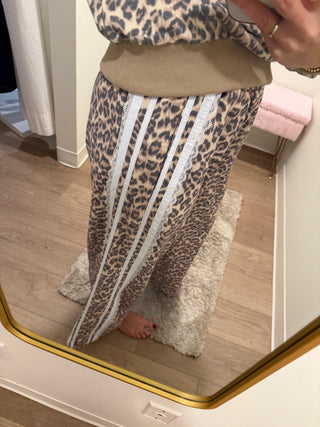 Leopard French Terry Lace Contrast Sweatpants