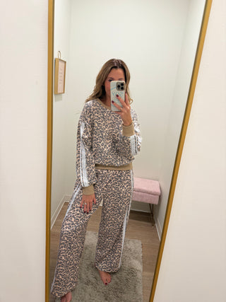 Leopard French Terry Lace Contrast Sweatpants