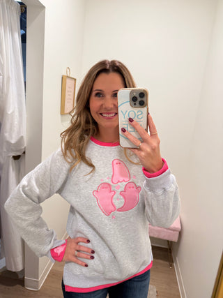 Double cuff design 3 pink ghost pullover