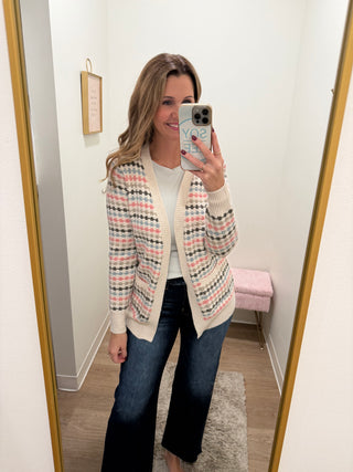 Fun Pattern Pink Cardigan