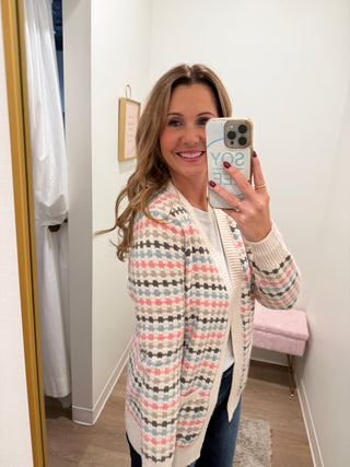 Fun Pattern Pink Cardigan