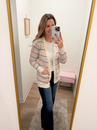 Fun Pattern Pink Cardigan