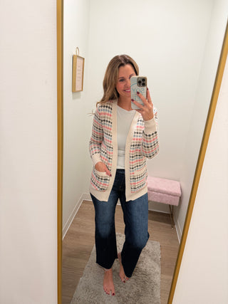 Fun Pattern Pink Cardigan
