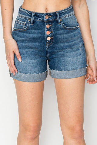 Risen Brand Dark Button Jean Short
