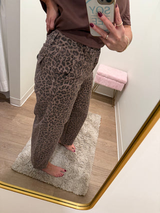 Leopard Barrel Jean