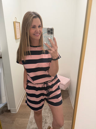 Navy and Pink Stripe Set