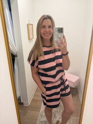 Navy and Pink Stripe Set