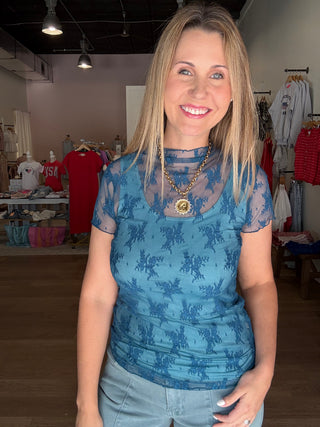Teal Lace Top