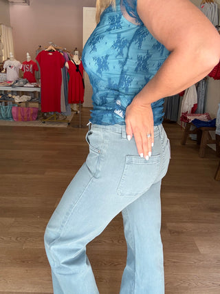Teal Denim Pant