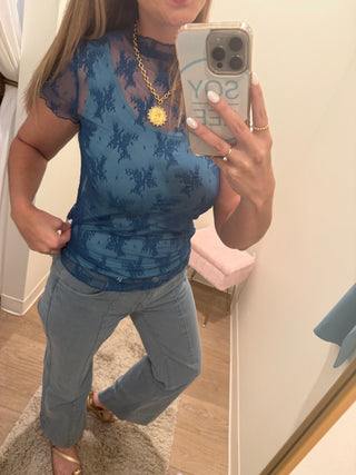 Teal Lace Top