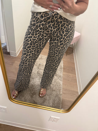 High Rise Leopard Print Vintage Flare Jean