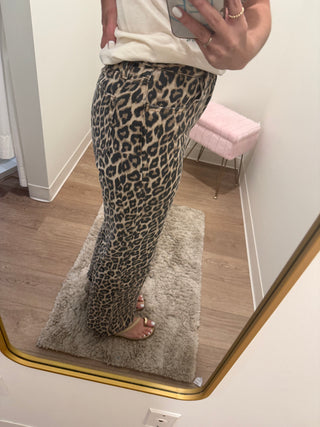 High Rise Leopard Print Vintage Flare Jean