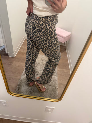 High Rise Leopard Print Vintage Flare Jean