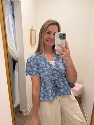 Precious Blue Floral Top