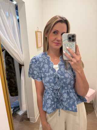 Precious Blue Floral Top