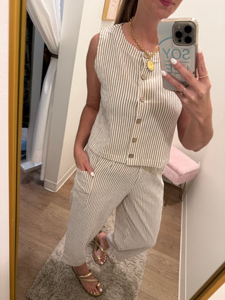 Taupe Stripe Two Piece Set