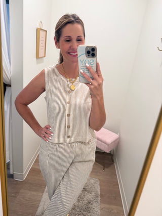 Taupe Stripe Two Piece Set