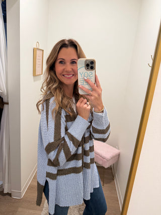 Perfect Blue/Brown Oversized Cardigan