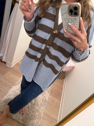 Perfect Blue/Brown Oversized Cardigan