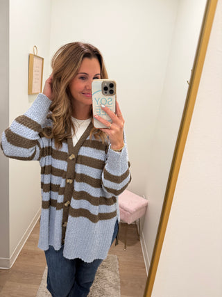 Perfect Blue/Brown Oversized Cardigan
