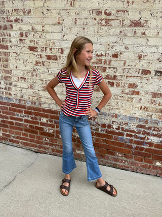 Little Girl Kid Jeans-Kancan Brand-Mid Rise Flare Jean