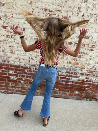 Little Girl Kid Jeans-Kancan Brand-Mid Rise Flare Jean