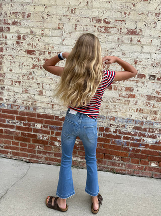 Little Girl Kid Jeans-Kancan Brand-Mid Rise Flare Jean