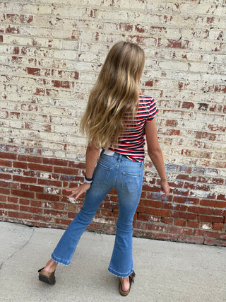 Little Girl Kid Jeans-Kancan Brand-Mid Rise Flare Jean