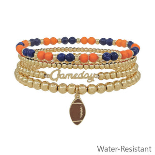 Navy and Orange Football Game Day Stretch Bracelets