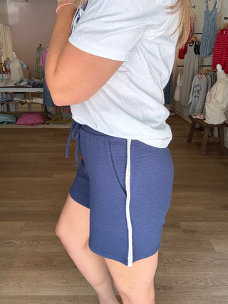 Navy Short with White Stripe
