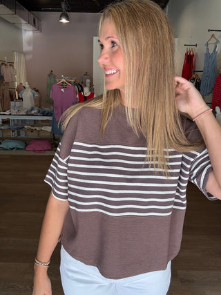Two Piece Taupe Stripe Set