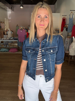 Dark Short Style Jean Jacket