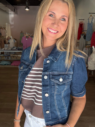 Dark Short Style Jean Jacket