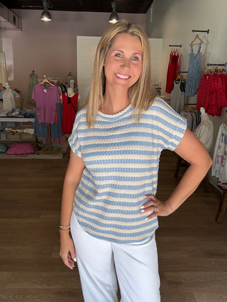 Blue Stripe Knit Top