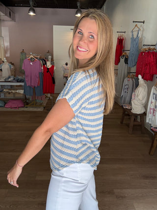 Blue Stripe Knit Top