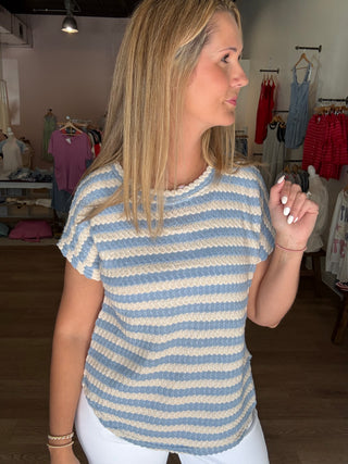 Blue Stripe Knit Top