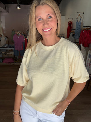 Yellow Round Neck Pillow Sleeve Top