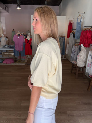 Yellow Round Neck Pillow Sleeve Top