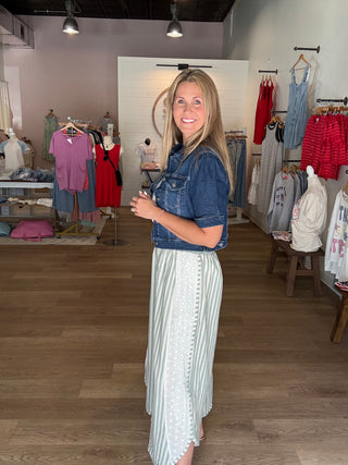 Green Floral Eyelet Wide Leg Pant