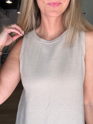 Taupe color round neck maxi cloudy knit dress