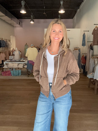 Mocha Hoodie Drawstring Jacket